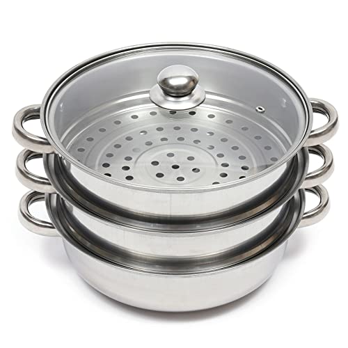 Futchoy Edelstahl Dampfgarer mit Glasdeckel 3 Etagen Dampfkocher Ø 28 cm Dämpfer für Induktionsherd Spülmaschinenfest Kochtopf Suppentopf Futchoy Edelstahl Dampfgarer mit Glasdeckel 3 Etagen Dampfkocher Ø 28 cm Dämpfer für Induktionsherd Spülmaschinenfest Kochtopf Suppentopf von Futchoy