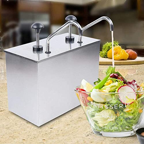 Edelstahl Saucenspender - Pumpspender Saucenspender Hotpot Pumper Sauciere Senfspender Saucenspender Senf Ketchup Spender Soßenspender Dispenser für Ketchup Mayonaise Senf (2-Köpfe X4L) von Futchoy