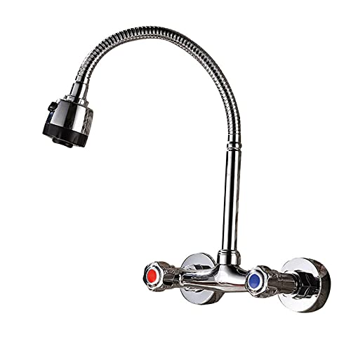 Futchoy Einstellbarer Küchenarmatur Wasserhahn Wandmontage Zweigriff, 360° frei Drehen, Messing, Verchromt, Blau, Rot Futchoy Einstellbarer Küchenarmatur Wasserhahn Wandmontage Zweigriff, 360° frei Drehen, Messing, Verchromt, Blau, Rot von Futchoy