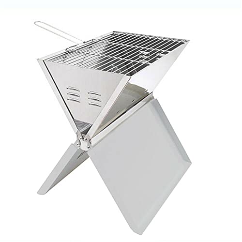 Faltbar Bbq Holzkohlegrill Edelstahl Klappgrill Standgrill Camping Faltgrill Ideal Für Ausflüge Zum Beispiel Zum Campen, Picknick Oder Zum Grillen Im Garten Geeignet (Silber) von KenSyuInt