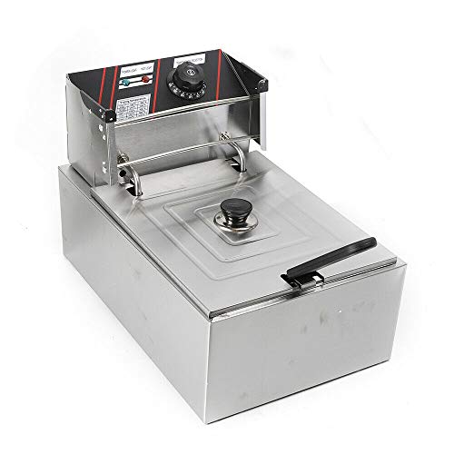 Friteuse mit Fett Testsieger - 11 Liter, 2 x 2500 Watt, Commercial Edelstahl Doppelfriteuse mit Temperaturkontrolle – thermische Schutzvorrichtung – Status-LED (2,5KW Fritteuse) von Futchoy