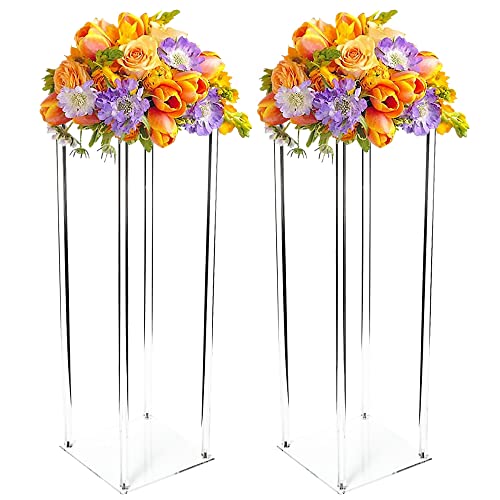 Futchoy 1/2/5 Stück Hochzeit Blumenständer aus Arcyl, 100cm Transparent Hochzeit Mittelstücke Säule, Blumenrahmen Stand für Hochzeiten Partydekoration (2 Stück) von Futchoy