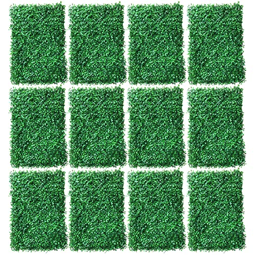 Futchoy 12 Stück Künstliche Pflanzenwand 60x40cm Künstliche Hecke Sichtschutz Hängepflanzen Garten Balkon Efeu Blätter Party Dekoration (A) von Futchoy