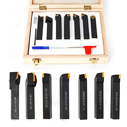 Futchoy 16mm Drehmeißel Set | 7 Stück Hartmetall Drehstahl Satz | Drehmeissel Set | Drehmeißel zubehör für Drechselbänke und Drehmaschinen | Drehmaschine Tool Bit Sets von Futchoy