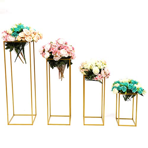 Futchoy Abnehmbarer Blumenständer, Ständer Requisite, Blumenständer für Hochzeit，Säulenständer aus geometrischen Vasen für Hochzeitsdekoratio, Party, Gold (4 Piece Set（40cm,60cm,80cm,100cm）) von Futchoy