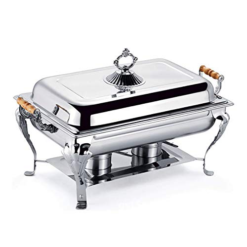 Futchoy Chafing Dish 10L Edelstahl Speisenwärmer Warmhaltebehälter Wärmebehälter mit Brennpastenhalter Speisebehälter für Party Catering Buffet 66 x 36 x 40 cm von Futchoy