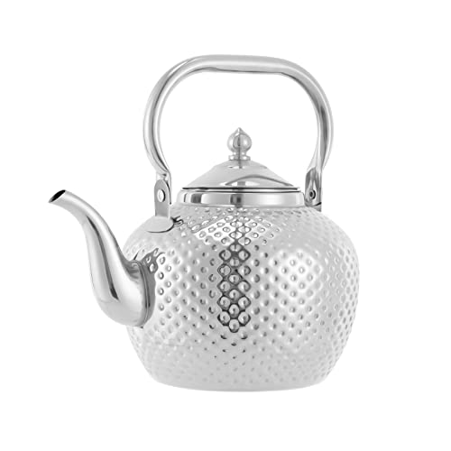 Futchoy Teekanne aus Edelstahl Teebehälter mit Filter 2L Tee Topf Tee Wasserkocher für losen Tee (Silber) von Futchoy