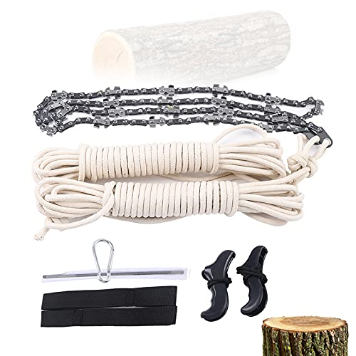 OUKANING Hand Kettensäge 48 Zoll für Hohe Zweige, Tragbare Holz Handsäge inkl Gürteltasche Hochwertige Seilsäge zum Sägen von Ästen und kleinen Bäumen Faltbare Campingsäge von OUKANING