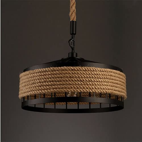 Wohnzimmer Deckenlampe LED Hängeleuchte Kronleuchter Pendelleuchte Deckenlampe Flur Pendel Lampe Loft Hallen Retro Eisen Pendellampe Hanfseil von Futchoy