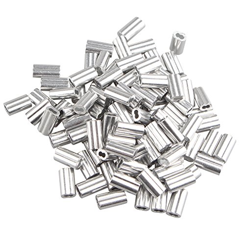 Futheda 100 PCS 1,2 mm Kabel Draht Seil Aluminium Ärmel Clips Crimpen Schlaufen silber Ton mit doppeltem Löcher von Futheda