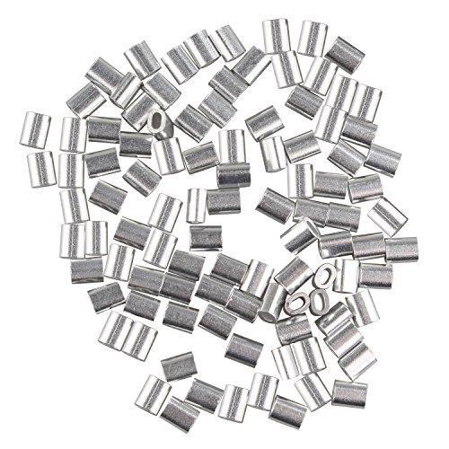 Futheda 100 PCS Kabel Draht 1,0 mm Seil Aluminium Oval geformte Ärmel Clips Crimpen Schlaufen silber Ton von Futheda