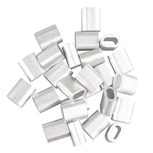 Futheda 25 Stück Lederpolster 5 mm Kabel Draht Seil Aluminium Oval geformte Ärmel Clips Crimpen Schlaufen silber Ton von Futheda