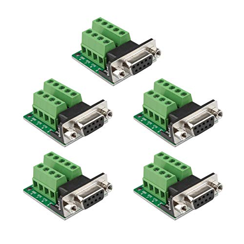 Futheda D-Sub DB9 Schnittstellen-Breakout-Board-Stecker, 9-polig, 2-reihig, weiblich, RS-232, serieller Anschluss, lötfrei, Terminal-Block-Adapter mit Positionierungsmuttern, 5 Stück Futheda D-Sub DB9 Schnittstellen-Breakout-Board-Stecker, 9-polig, 2-reihig, weiblich, RS-232, serieller Anschluss, lötfrei, Terminal-Block-Adapter mit Positionierungsmuttern, 5 Stück von Futheda