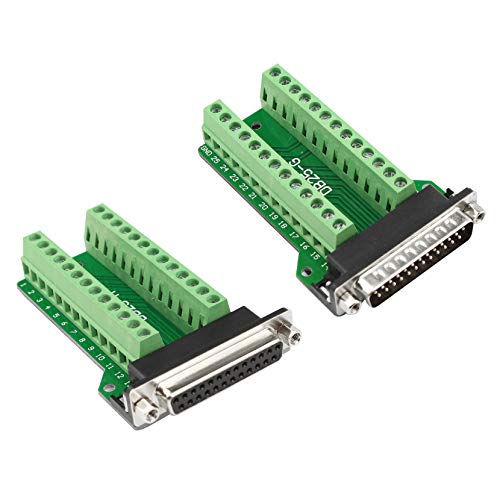 Futheda DB25 D-SUB Stecker und Buchse Breakout Board Connector 25 Pin 2-reihiger Adapter RS232 lötfreie Leiterplatte auf Terminalblock Signalmodul Breakout Board mit Rändelschrauben Futheda DB25 D-SUB Stecker und Buchse Breakout Board Connector 25 Pin 2-reihiger Adapter RS232 lötfreie Leiterplatte auf Terminalblock Signalmodul Breakout Board mit Rändelschrauben von Futheda