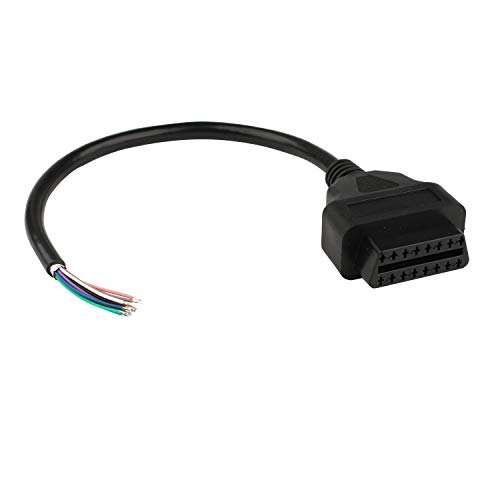 Futheda OBD-II 16-poliges Kabel zum Ende, offener Stecker, OBD2-Buchse, 16-poliges Stecker, rundes Verlängerungskabel, 30 cm von Futheda