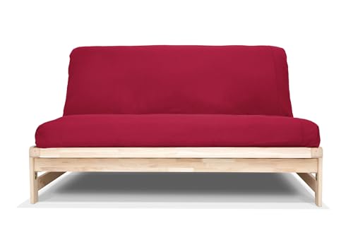 Schlafsofa A-Frame mit Futon aus Baumwolle und Granat-Bezug von Futon On Line