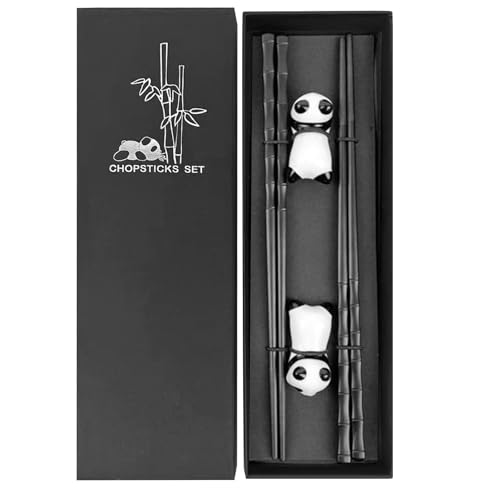 Premium Fiberglas Essstäbchen Set | 2 Paar leichte hitzebeständige Essstäbchen + niedliche Cartoon-Ablage | langlebig, kratzfest, hitzebeständig bis 180 °C | spülmaschinenfest & umweltfreundliches von FutrLiv