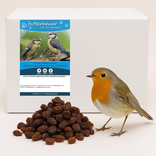Futterbauer Futterrosinen 10 kg, Energiereiche Rosinen für Wildvögel, schnabelgerechte Happen, staubfrei & naturbelassen von Futterbauer