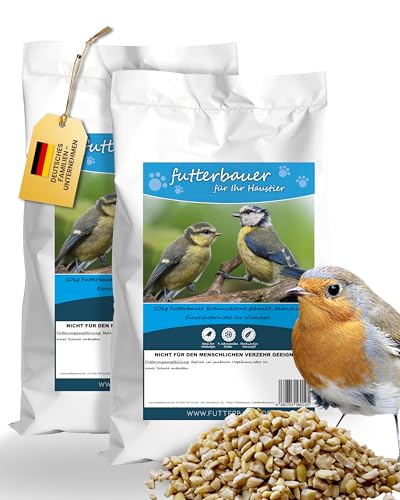 Futterbauer Erdnüsse gehackt 2 x 10 kg für Wildvögel & Eichhörnchen, Hochwertiges Vogelfutter mit Vitaminen & Fettsäuren, Ambrosia kontrolliert, weiß & blanchiert von Futterbauer