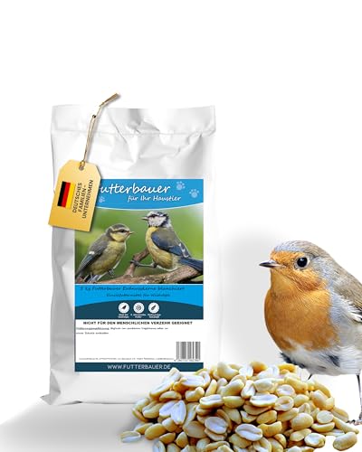 Futterbauer Erdnüsse blanchiert 5 kg, Weiße & schalenlose Erdnusskerne für Wildvögel & Eichhörnchen, Ambrosia kontrolliert, hochwertiges Vogelfutter von Futterbauer