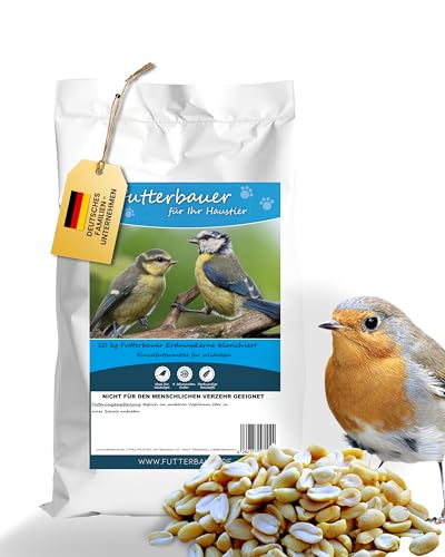 Futterbauer Erdnüsse blanchiert 10 kg, Weiße & schalenlose Erdnusskerne für Wildvögel & Eichhörnchen, Ambrosia kontrolliert, hochwertiges Vogelfutter von Futterbauer