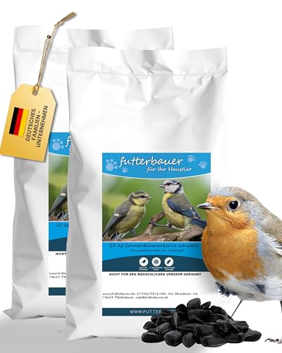 Futterbauer 2 x 10 kg Schwarze Sonnenblumenkerne für Vögel, 100% Natur, Hochwertige Energiequelle für Wildvögel, Hoher Fett- & Vitamin-E-Gehalt, Gereinigt & Getrocknet mit Schale, Ernte 2024 Futterbauer 2 x 10 kg Schwarze Sonnenblumenkerne für Vögel, 100% Natur, Hochwertige Energiequelle für Wildvögel, Hoher Fett- & Vitamin-E-Gehalt, Gereinigt & Getrocknet mit Schale, Ernte 2024 von Futterbauer