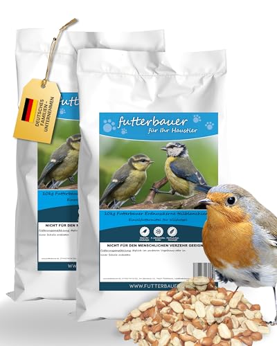 Futterbauer Erdnüsse teilblanchiert 2 x 10kg, Ambrosia-kontrolliertes Vogelfutter, für Wildvögel, Energiereiches Streufutter von Futterbauer