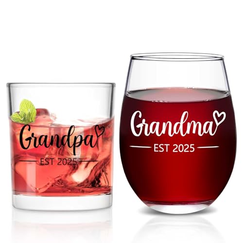 Futtumy Weinglas und Whiksy-Glas, Geschenk für die erste Großeltern, Oma und Opa, Geschenk für neue Oma, zum ersten Mal, Opa, neue Großeltern, Geschenke für Neugeborene, Weihnachten Futtumy Weinglas und Whiksy-Glas, Geschenk für die erste Großeltern, Oma und Opa, Geschenk für neue Oma, zum ersten Mal, Opa, neue Großeltern, Geschenke für Neugeborene, Weihnachten von Futtumy