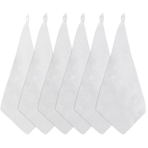 Futuhada 6 Stück Premium Waschlappen aus Mikrofaser, Weiß Handtücher in 30x30 cm, Microfasertücher Gesicht mit Aufhängeschlaufen zum Abwischen und Reinigen des Gesichts von Futuhada