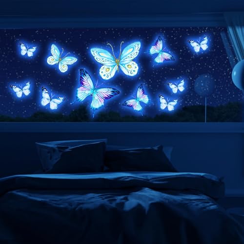 Nachtleuchtende Schmetterling Wandsticker - Selbstklebende Leuchtsterne Dekoration, Fluoreszierende Schmetterlinge für Kinderzimmer, Wohnzimmer & Schlafzimmer, PVC Deko Schmetterlinge von Futuhada