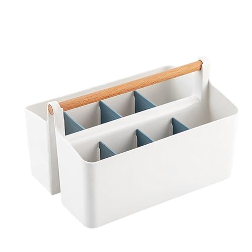 Tragbare Aufbewahrungsbox, Box Organizer in Bad Küche, Weißer Mehrzweck-Caddy Organizer, Wasserdichter Aufbewahrungsbox mit Holzgriff Und Fächern für BüRos, Klassenzimmern Und SchräNken Usw von Futuhada