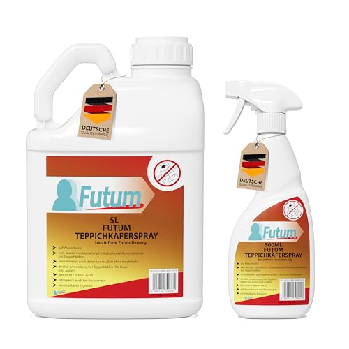 Biozidfreies Teppichkäfer-Mittel 5 Liter + 500ml – mechanische Wirkung gegen Teppichkäfer Zuhause – Effektives Mittel bei Käfer Problemen im Haus – biozidfreie Teppichkäfer Lösung von FUTUM von Futum