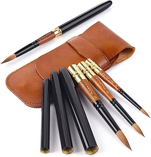 Fuumuui 3 Stücke Rund Reiseset Pinsel Set Professionelle Kolinsky Pinsel für Aquarell Acryltinten Gouache Malerei Fuumuui 3 Stücke Rund Reiseset Pinsel Set Professionelle Kolinsky Pinsel für Aquarell Acryltinten Gouache Malerei von Fuumuui