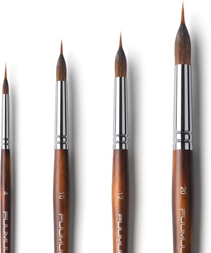 Linierer AquarellPinsel Professionell - 4 Stück Künstlerpinsel mit Farbspeicher und Bester Spitze für Aquarellmalerei, Flüssige Acrylfarben | Liner Pinsel, Spitz Pinsel Linierer AquarellPinsel Professionell - 4 Stück Künstlerpinsel mit Farbspeicher und Bester Spitze für Aquarellmalerei, Flüssige Acrylfarben | Liner Pinsel, Spitz Pinsel von Fuumuui