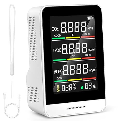 5-in-1 Luftqualitätsmonitor für den Innenbereich -Luftverschmutzungsmonitor mit CO2, HCHO, TVOC, Temperatur und Luftfeuchtigkeit, Echtzeit-Datenaufzeichnung,Kompakt Tragbar 5-in-1 Luftqualitätsmonitor für den Innenbereich -Luftverschmutzungsmonitor mit CO2, HCHO, TVOC, Temperatur und Luftfeuchtigkeit, Echtzeit-Datenaufzeichnung,Kompakt Tragbar von Fuutilake