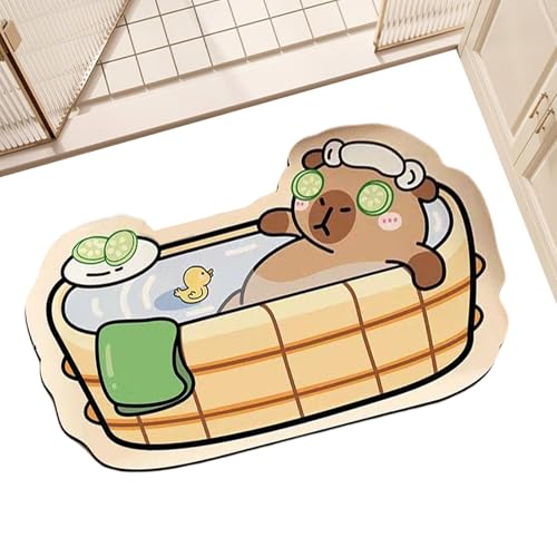 Fuuxtci Die Duschmatte, Capybara Design Niedliche Badematte, Kieselerde Teppich Schnelltrocknend Weich Duschzubehör Für Badezimmer Dusche WC von Fuuxtci
