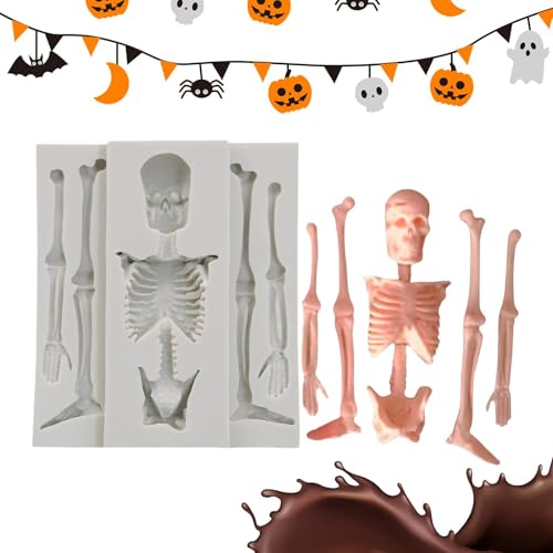 Schädel Skelett Schokolade Silikon Formen Halloween Skelett Knochen Silikon Form Für Süßigkeiten Cookie Machen Backen Halloween Fondant Form von Fuuxtci