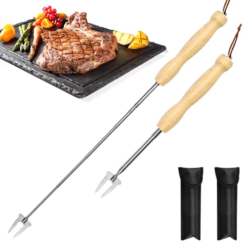 FuxFuis 2 Stück Fleischgabel Edelstahl Grillspieße Ausziehbar 19-81cm Lagerfeuer Grillgabel Marshmallow Spieße Teleskopgabel Bratengabel 2 Oxford-Taschen Grillbesteck Set für Grillen Lagerfeuer von FuxFuis