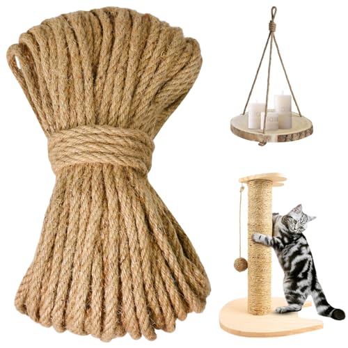 FuxFuis Juteseil 8mm Jutekordel Dauerhaft Hanfseil DIY Hanfkordel Garten Juteschnur Robuste Hanfschnur Dickes Seil 30M Langes Jute Seil für Garten Heimwerken Dekoration Bündeln Camping Gartenarbeit von FuxFuis