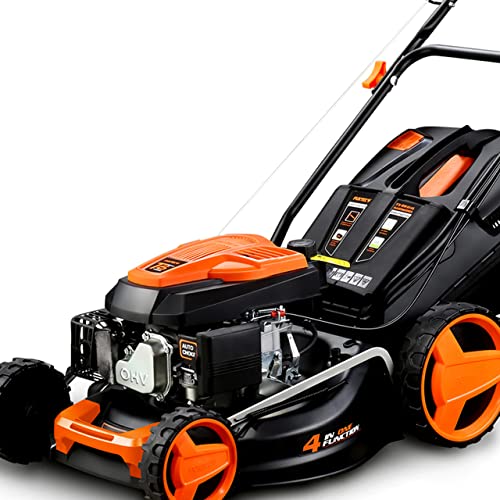 FUXTEC 4in1 Benzin Rasenmäher FX-RM4646 mit Frontbumper, Gartenmäher inkl. Seitenauswurf-Funktion, 46 cm Schnittbreite, 4-Takt mit Hinterradantrieb, kugelgelagerte Big Wheel Räder, 50L Grasfangkorb von Fuxtec