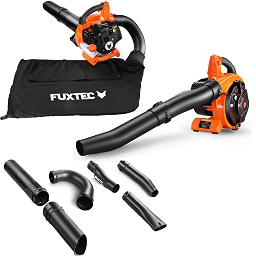 FUXTEC Benzin Laubsauger 4in1 FX-LBS126 2-Takt Laubbläser & Laubhäcksler inkl. 2Blasrohre & 45l Fangsack – getestet Oberklasse 1,4 – Blasgeschwindigkeit 71 m/s von Fuxtec