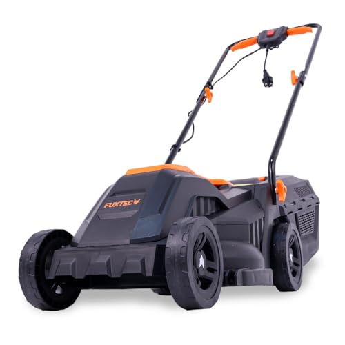 FUXTEC Elektro Rasenmäher mit Kabel FX-RME33, Elektromäher mit 33cm Schnittbreite, 30L Grasfangkorb, 9kg leichtgewicht, variable Schnitthöhe 20-60mm, geräuscharm 1200Watt & 220V von Fuxtec