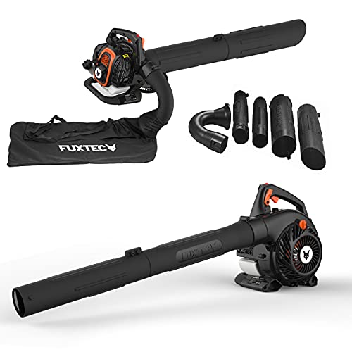 FUXTEC Profi Benzin Laubsauger FX-LBS126P – Laubbläser & Häcksler mit Blasrohr – Saugrohr & 60L Fangsack – Anti-Vibrations-Funktion – Blasgeschwindigkeit 62,7 m/s von Fuxtec