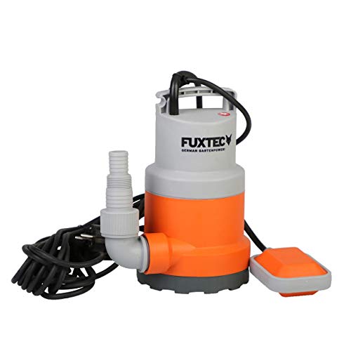 FUXTEC Tauchpumpe Schmutzwasserpumpe Wasserpumpe 250 Watt, max. 6000 l/h, max. 6 m Förderhöhe, Fremdkörper bis 0,5cm, integrierter Schwimmerschalter Orange von Fuxtec