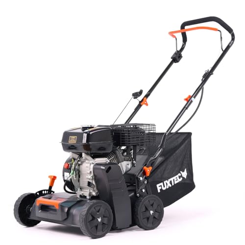 FUXTEC Vertikutierer 2in1 FX-BV240ECO 4-Takt-Motor 4,1kW 15 Messer, Front-Tragegriff, 40L Fangkorb Arbeitsbreite 400m – kleine bis mittlere Flächen geeignet von Fuxtec