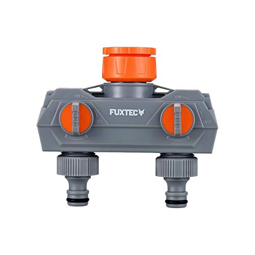 Fuxtec 2-Wege-Verteiler FX-2WVT1 Anschlussmöglichkeit für 2 Geräte an einen Wasserhahn, Wasserdurchfluss regulier- und absperrbar von Fuxtec