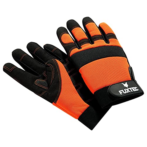 Fuxtec Gerätehandschuhe FX-GH Gartenhandschuhe Arbeitshandschuhe Garten Handschuhe Unisex, für Männer & Frauen - mit Verstärkung in den Handinnenflächen & Fingerspitzengefühl (M) von Fuxtec