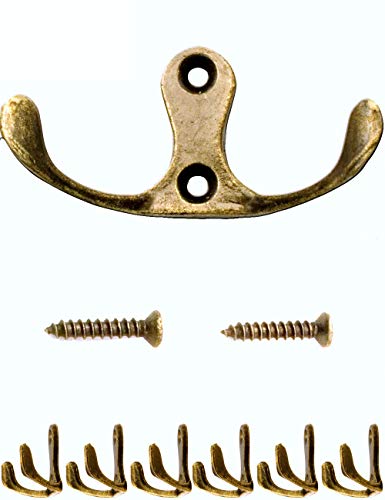 Fuxxer 6x Antik Doppel-Haken, Garderoben-Haken, Messing Bronze Vintage Design, 6er Set Fuxxer 6x Antik Doppel-Haken, Garderoben-Haken, Messing Bronze Vintage Design, 6er Set von Fuxxer