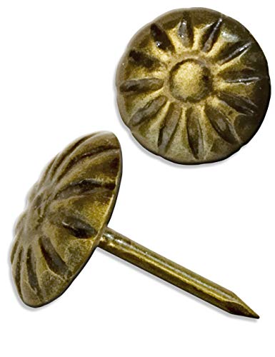 FUXXER® - 100x Antik-Dekor Nägel, Zier-Kopf-Nägel, Polster-Nägel, Reiß-Zwecken, Vintage Antik Optik, 11mm Rund-Kopf, 11x 17mm, 100er Set (bronze) von Fuxxer