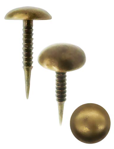 FUXXER® - 100x Antike Rund-Kopf Nägel, Reiß-Zwecken, Dekor-Nägel, Zier-Kopf-Nägel, Polster-Nägel, Möbel-Nägel, Vintage Messing Bronze Antik Optik, 15 x 8 mm, 100 Set von Fuxxer